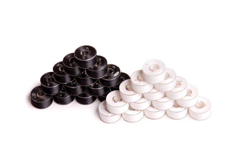 Embroidex 144 Black/White Prewound Bobbins for Brother Embroidery Machine Size A (156) 90 Weight - Image 2